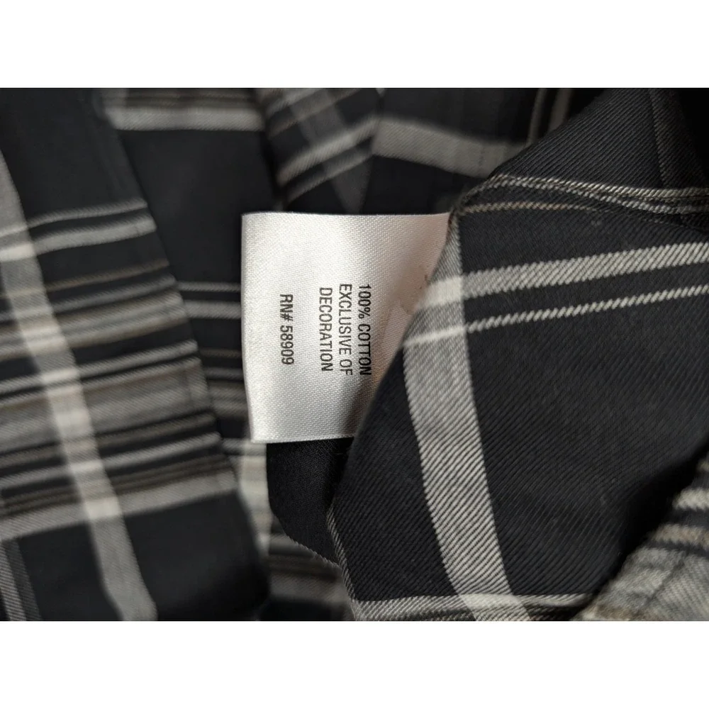 Daniel Cremieux Classics Black Gray Plaid Long Sleeve Dress Shirt Men's Size 2XL
